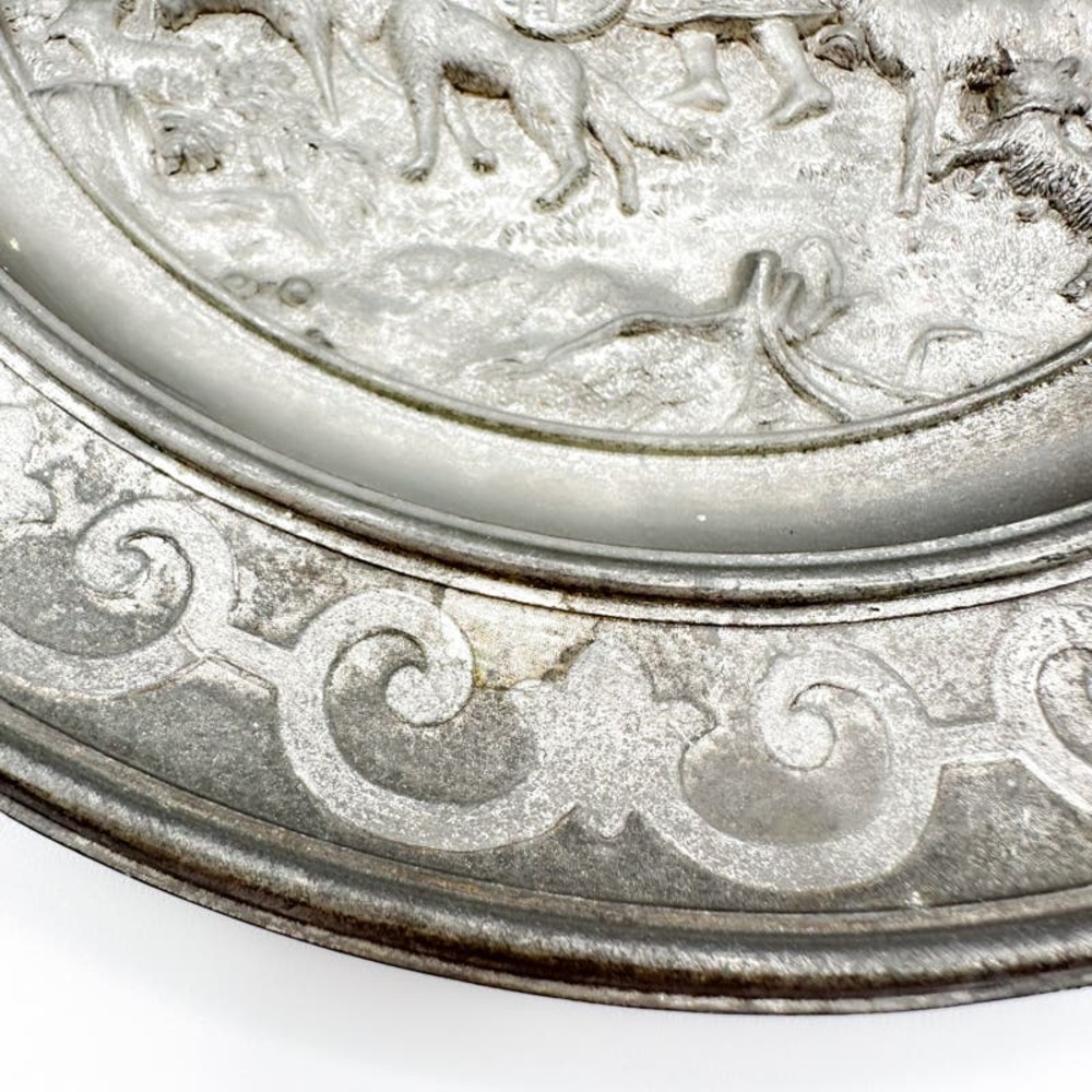 Antique SKS Zinn Hanging Plate 95% Pewter Rare Germany Farming Sheppard Scene - Picture 6 of 13